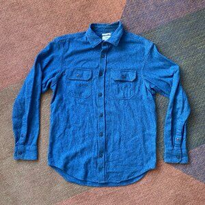 Old Navy Men's Flannel Pocket Shirt - Thick Blue Heather Button Down - Medium